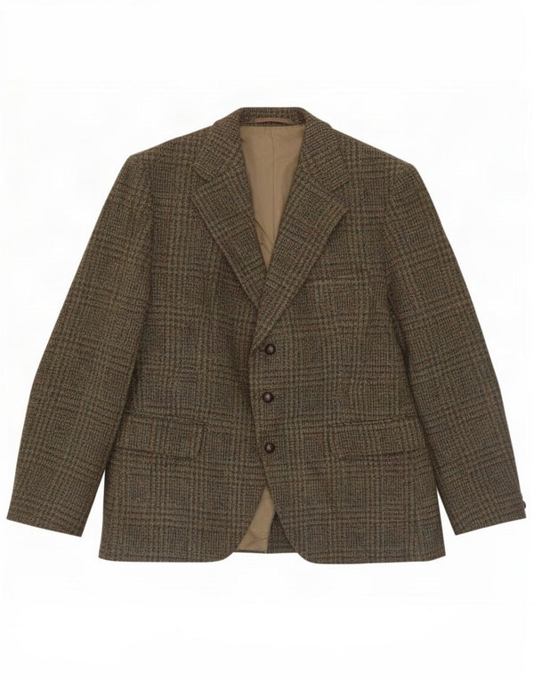 Jaqueta blazer masculina de 3 botões Harris Tweed Reino Unido 38 médio cáqui houndstooth