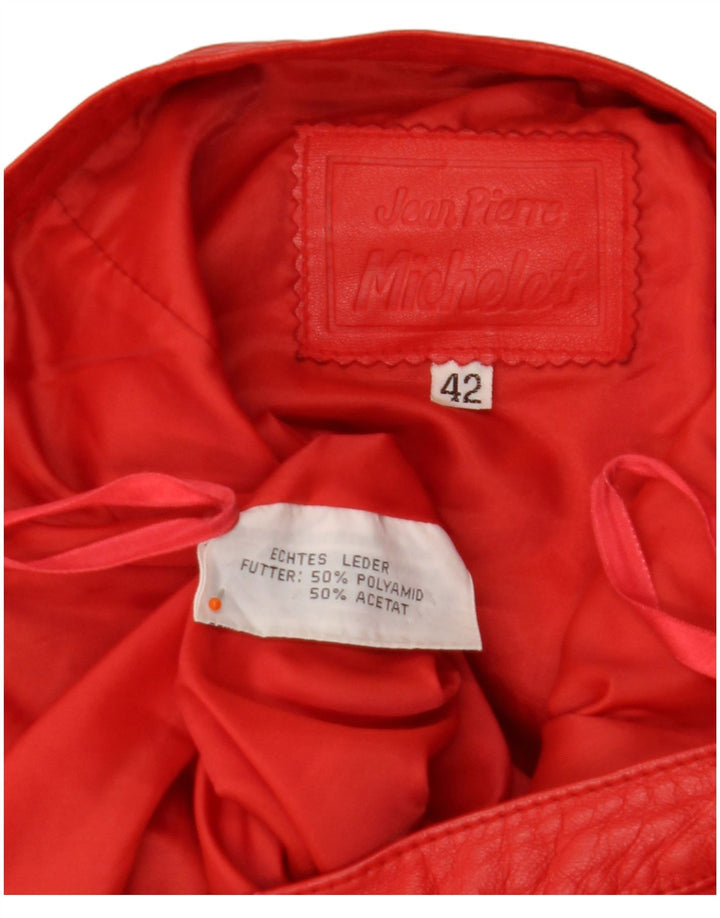 JEAN PIERRE MICHELET saia feminina de cintura alta UE 42 grande W28 couro vermelho