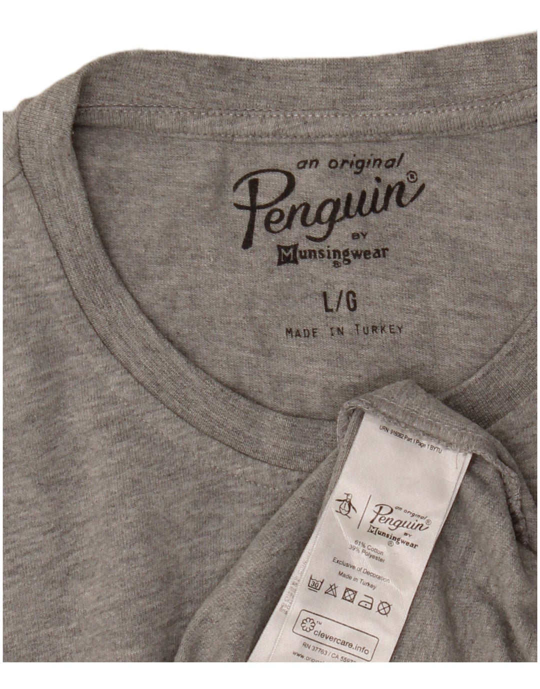 Camiseta gráfica masculina Penguin Top grande algodão manchado cinza