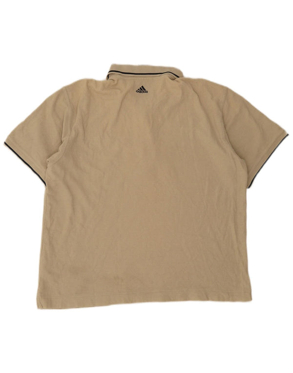 Camisa polo masculina Adidas grande algodão listrado bege