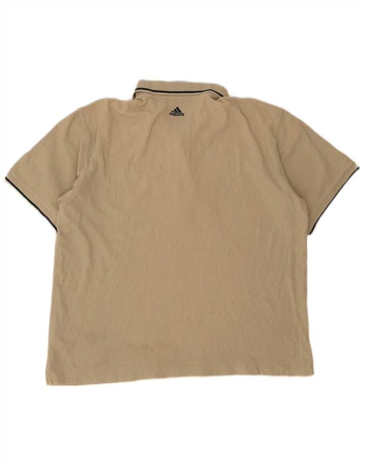 Camisa polo masculina Adidas grande algodão listrado bege