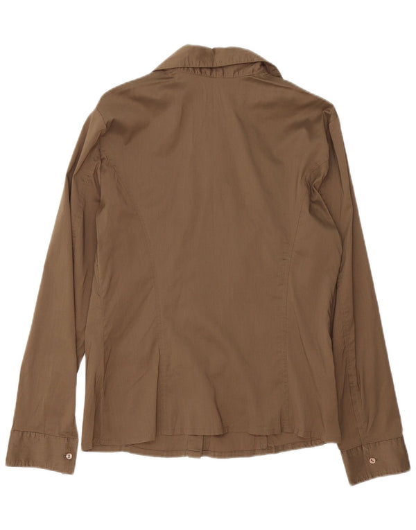 Camisa feminina Trussardi Jeans grande algodão marrom