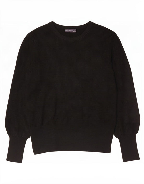Suéter feminino Marks & Spencer com gola canoa Reino Unido 16 grande viscose preta