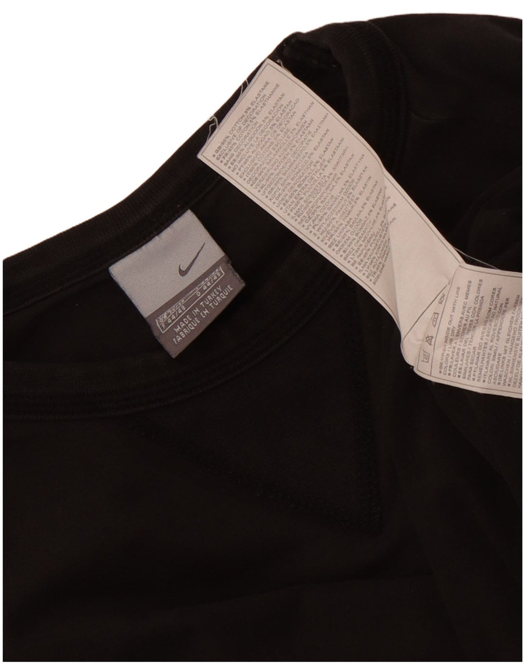 Nike Mens Top Manga Longa UK 36/38 Pequeno Algodão Preto