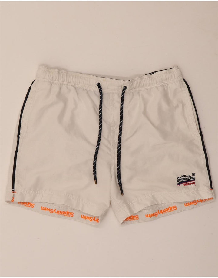 Shorts de natação masculino Superdry médio poliéster branco