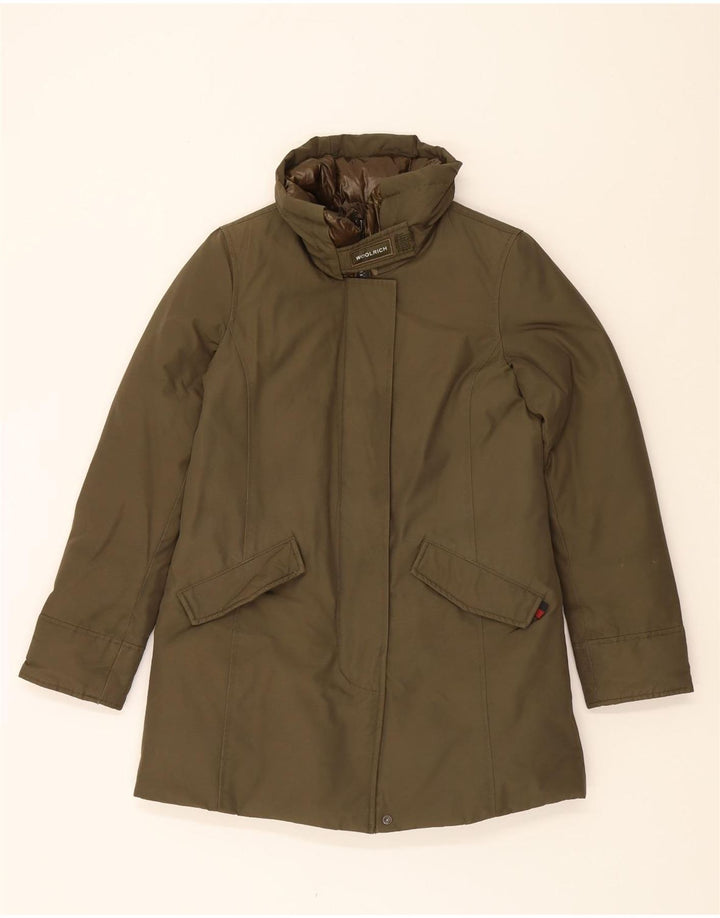 WOOLRICH Womens Loose Fit Padded Coat UK 6 XS Khaki Cotton Vintage Woolrich and Second-Hand Woolrich from Messina Hembry 