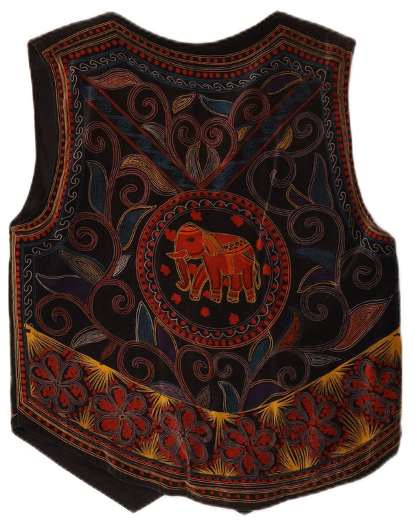Colete feminino vintage UK 20 2XL preto Paisley