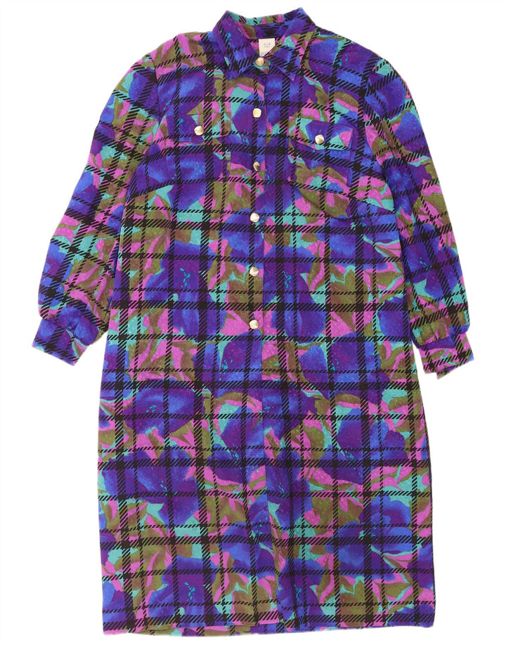 Camisa feminina vintage com padrão abstrato pulôver vestido IT 52 2XL azul