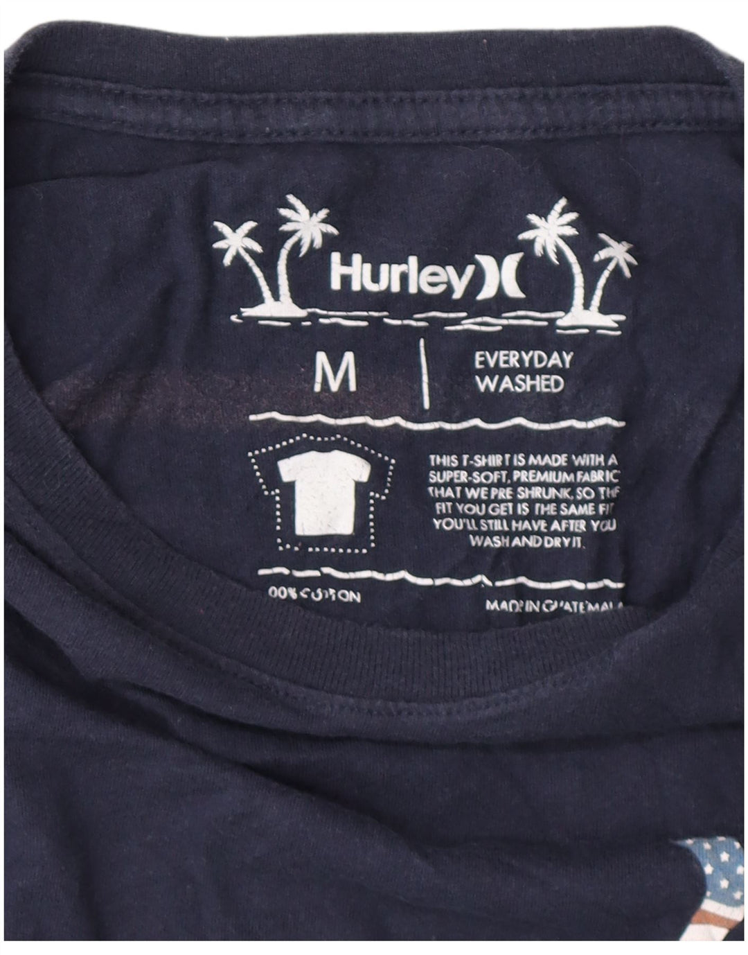 Camiseta gráfica masculina HURLEY Top médio algodão azul marinho