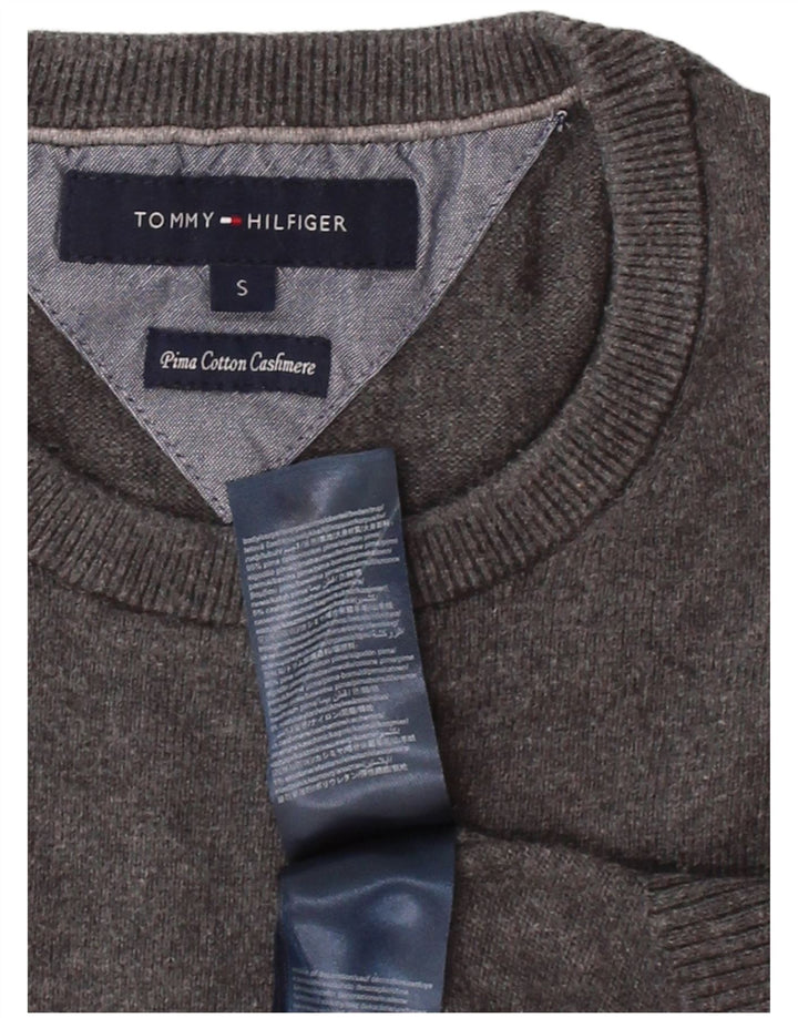 Suéter masculino TOMMY HILFIGER com gola redonda e algodão cinza pequeno