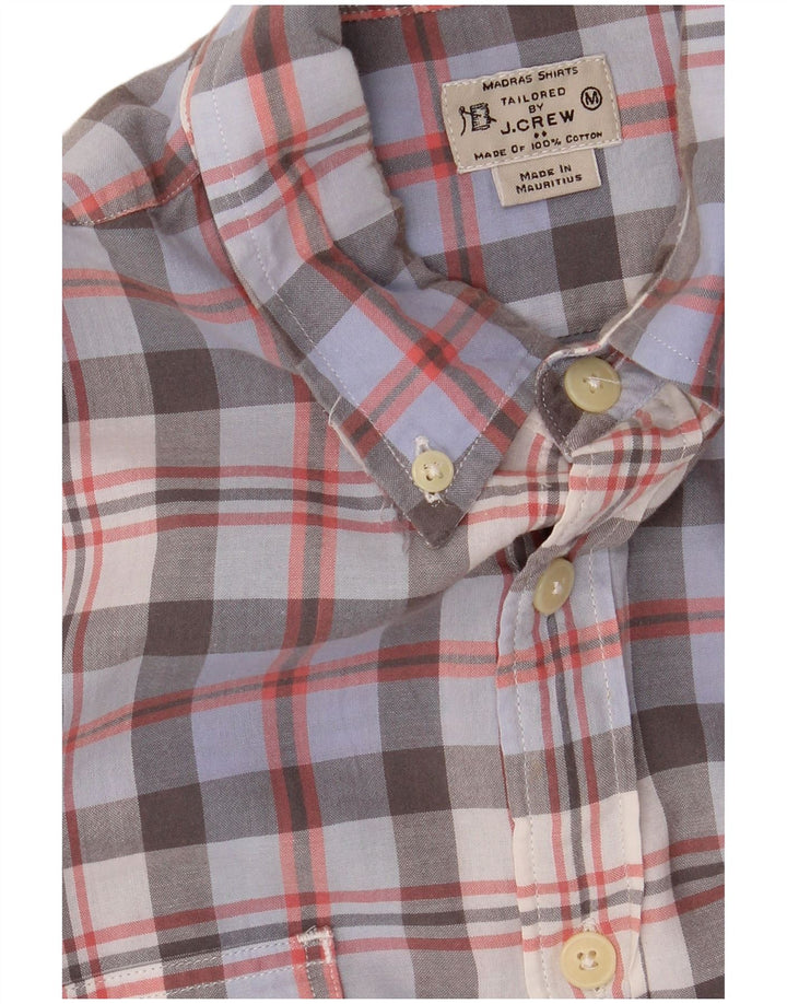 Camisa masculina J. CREW média xadrez multicolorida de algodão