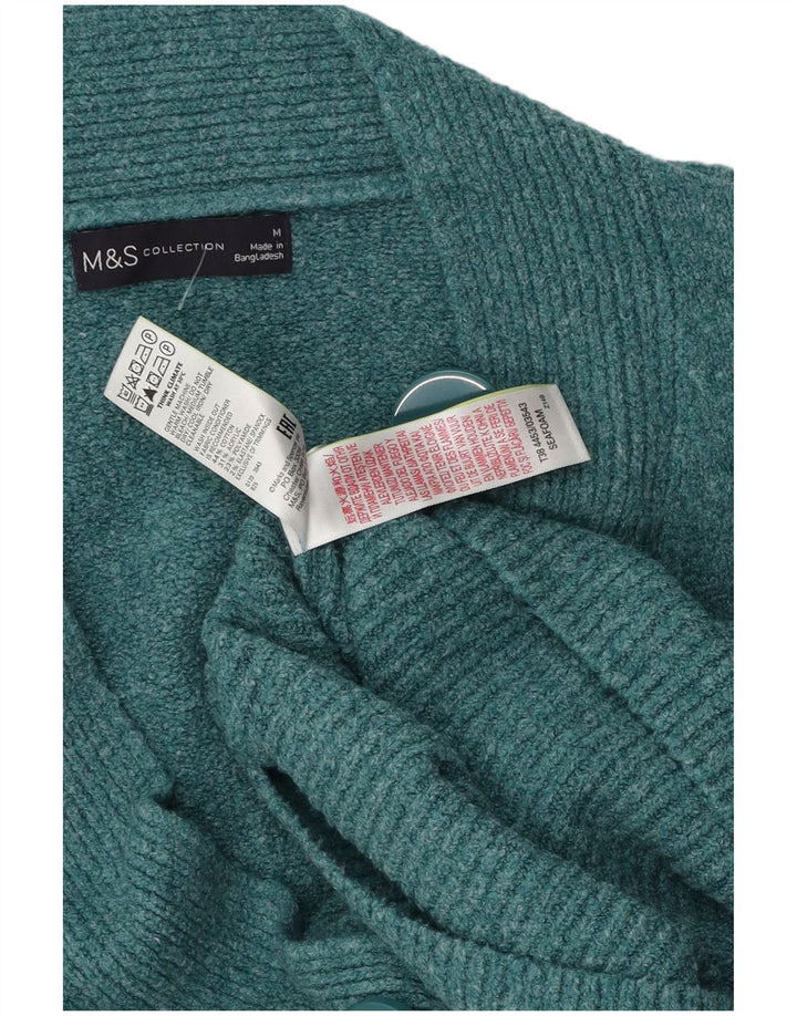 Suéter cardigã feminino Marks & Spencer Reino Unido 14 algodão turquesa médio