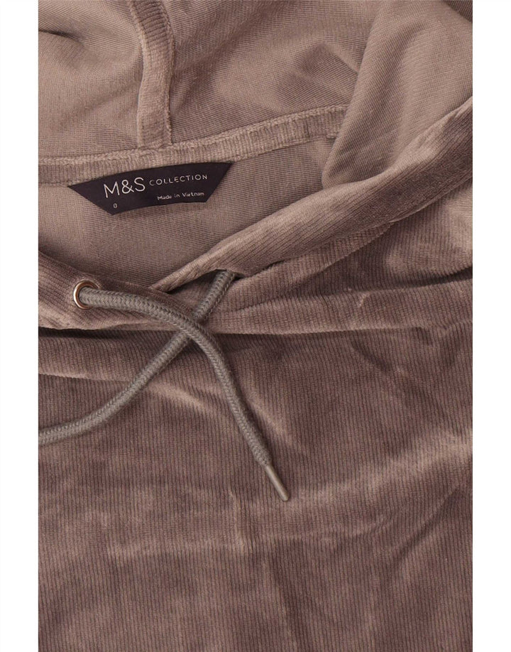 Suéter feminino Marks & Spencer com capuz grande de veludo Reino Unido 8 pequeno cinza