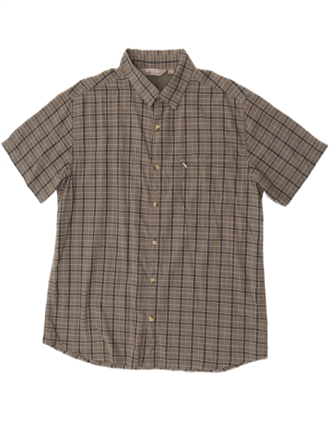 Camisa masculina de manga curta Mountain Warehouse XL cinza xadrez algodão