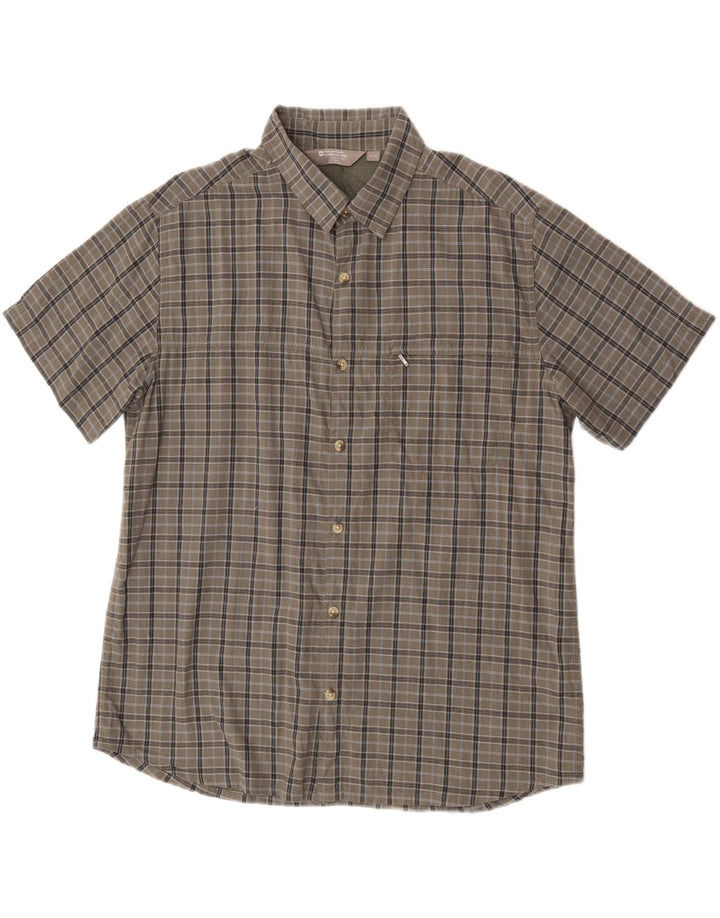 Camisa masculina de manga curta Mountain Warehouse XL cinza xadrez algodão