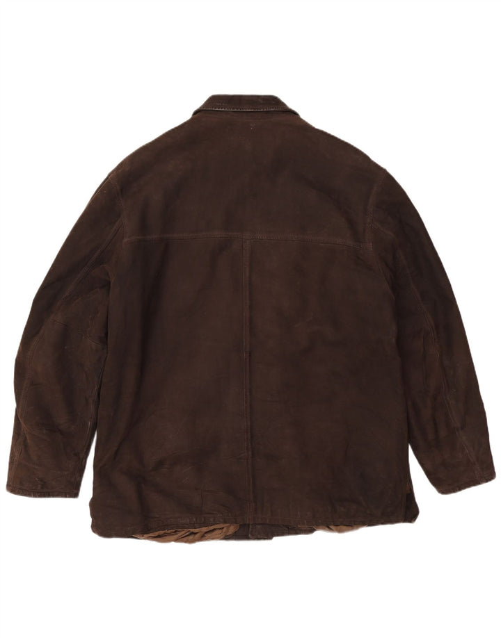 Jaqueta de couro masculina vintage IT 54 2XL couro marrom