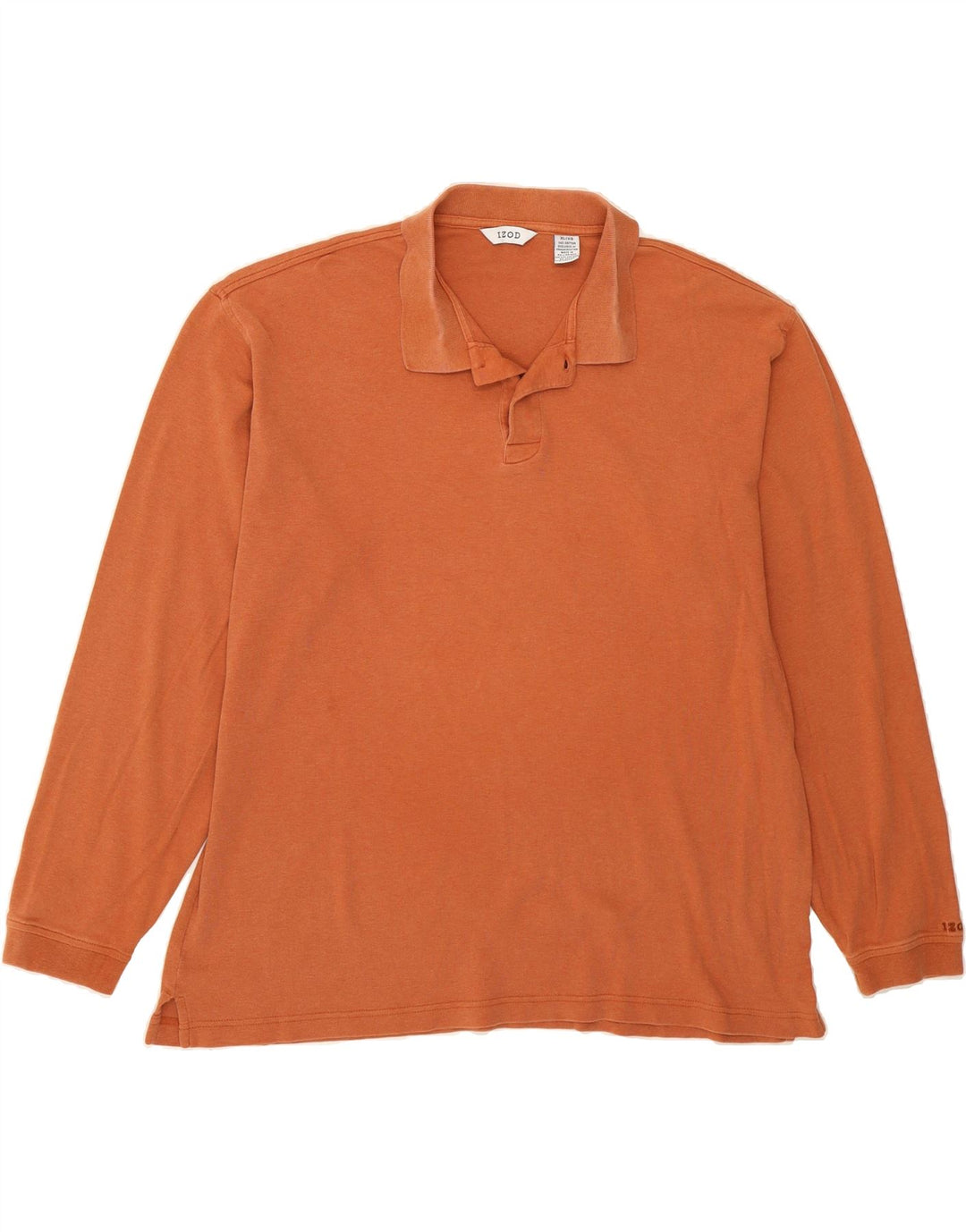 IZOD Mens Long Sleeve Polo Shirt XL Orange Cotton Vintage Izod and Second-Hand Izod from Messina Hembry 