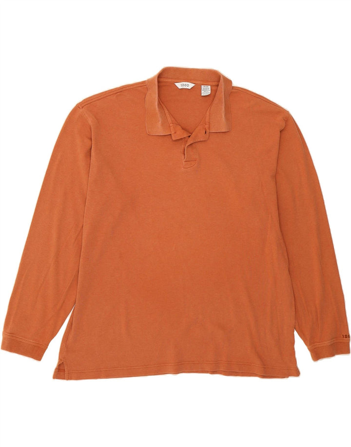 IZOD Mens Long Sleeve Polo Shirt XL Orange Cotton Vintage Izod and Second-Hand Izod from Messina Hembry 