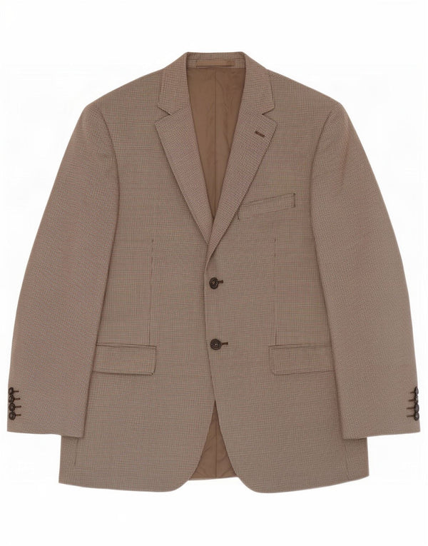 Jaqueta blazer masculina de 2 botões Marks & Spencer Reino Unido 38 Houndstooth bege médio