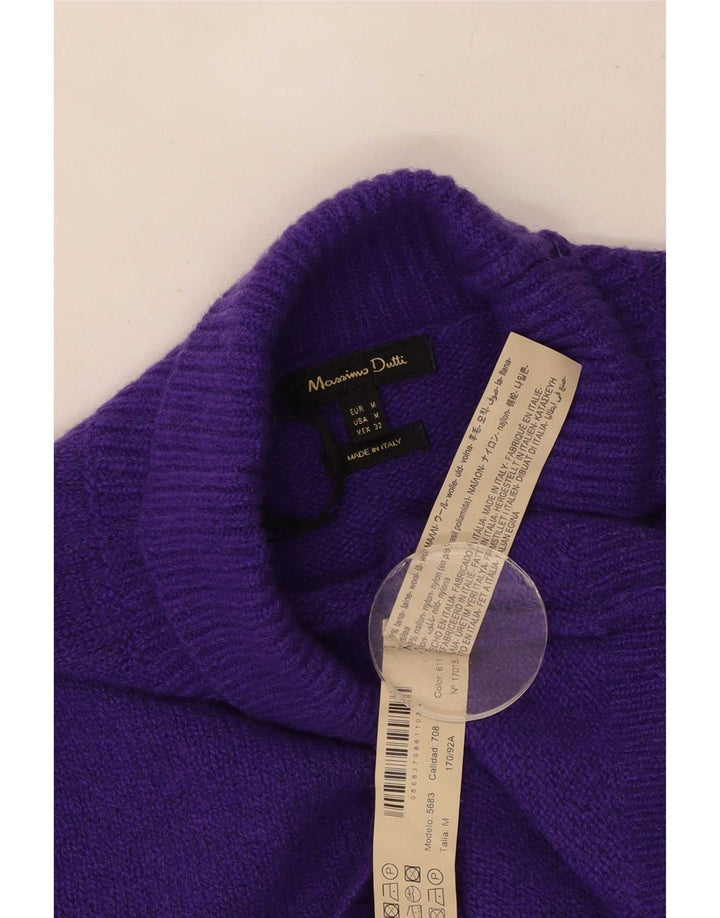 Suéter feminino Massimo Dutti com gola redonda Reino Unido 14 lã roxa média