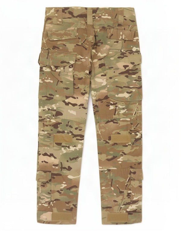 Calças retas de carga masculina vintage W34 L30 poliéster cáqui camuflado