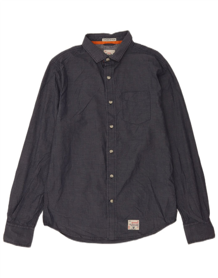 Camisa masculina Superdry grande algodão cinza