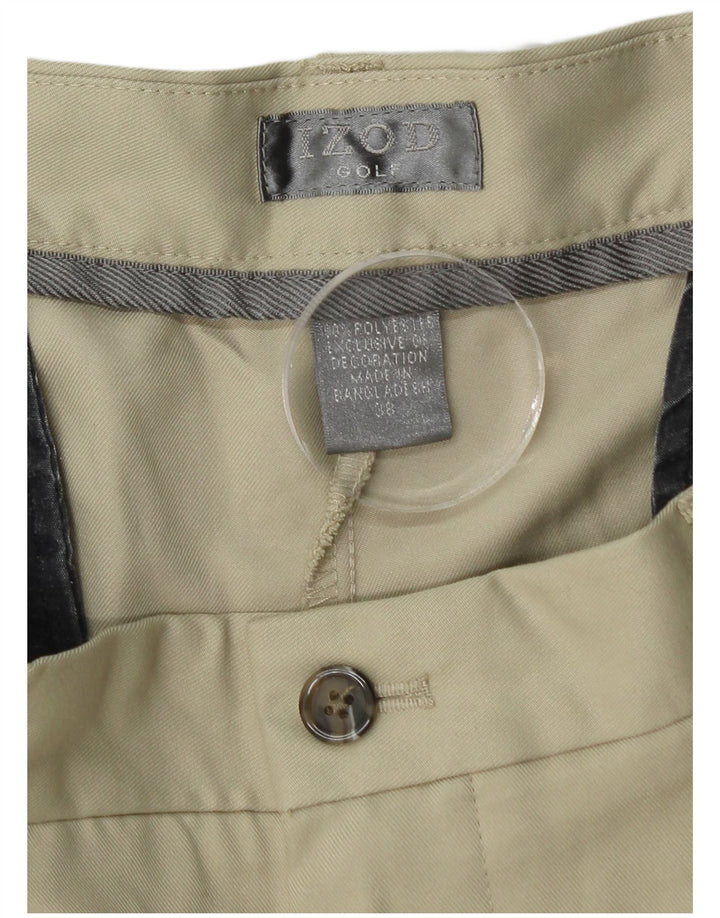 IZOD Mens Pegged Chino Shorts W38 XL Poliéster Bege