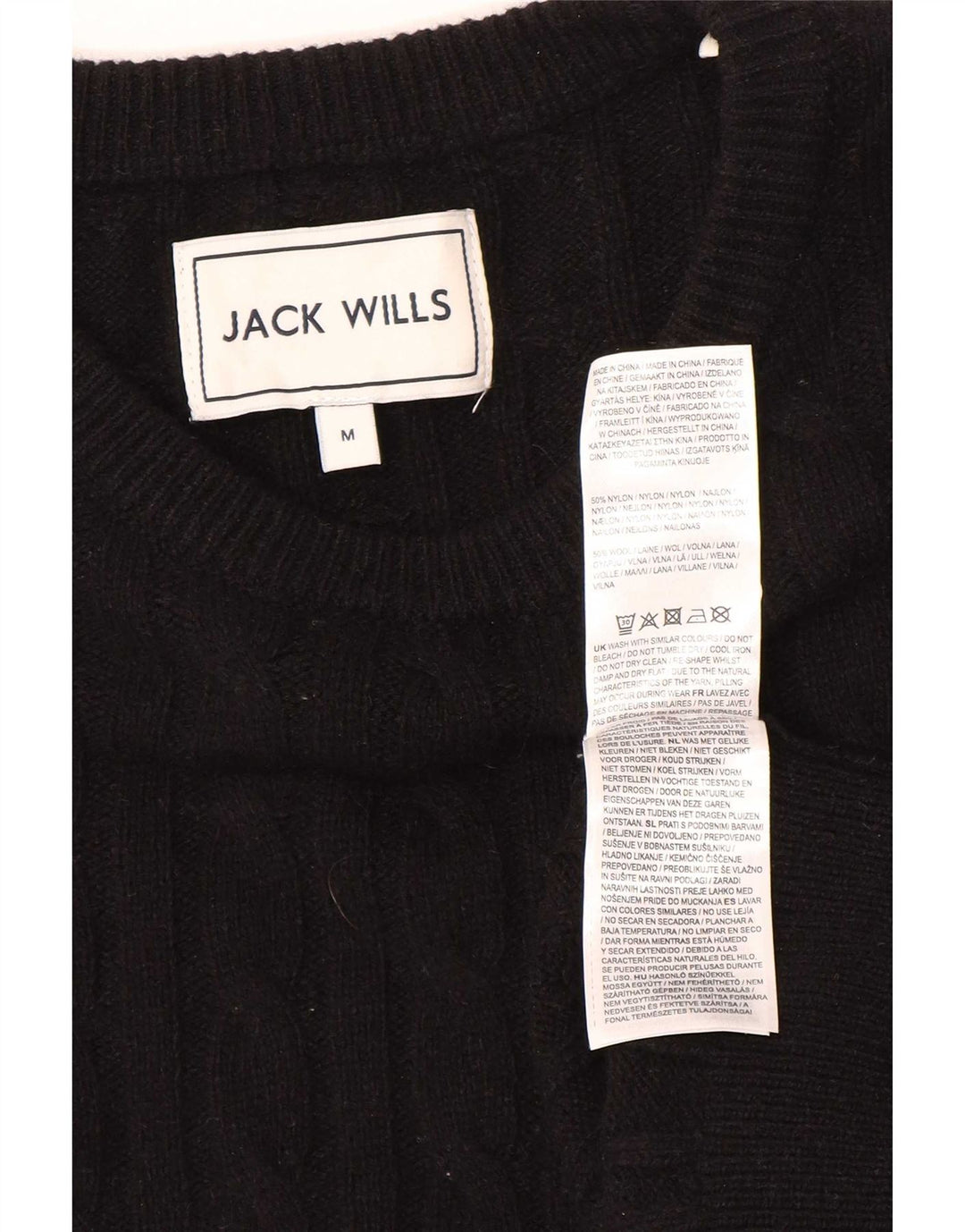 Suéter masculino Jack Wills com gola canoa médio preto nylon