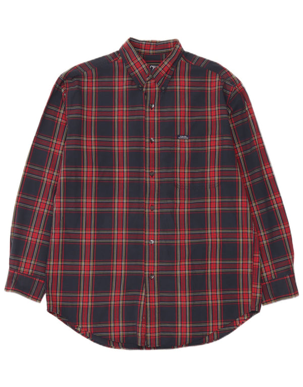 Camisa masculina Chaps Ralph Lauren média azul marinho xadrez algodão