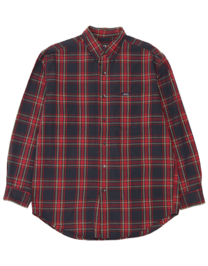 Camisa masculina Chaps Ralph Lauren média azul marinho xadrez algodão