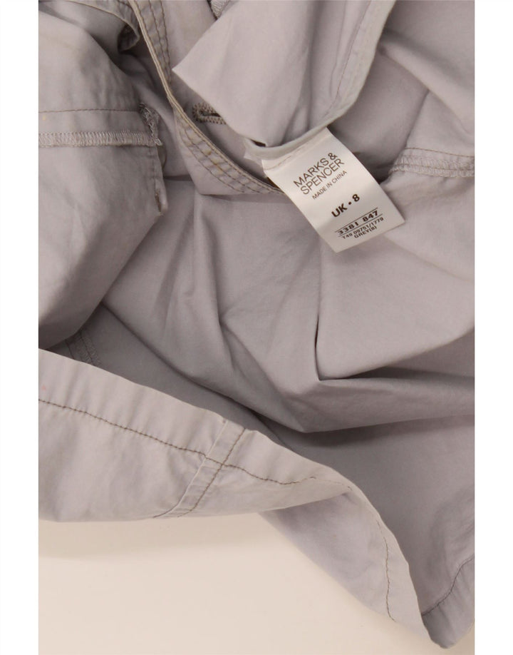 Jaqueta feminina Marks & Spencer manga 3/4 com peito duplo Reino Unido 8 pequena cinza