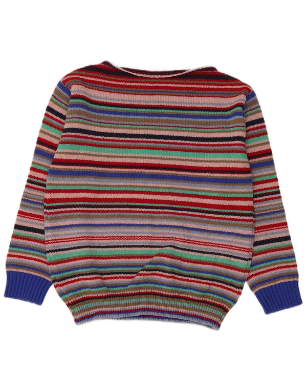 Suéter feminino vintage com gola canoa UK 14 listrado médio multicolorido