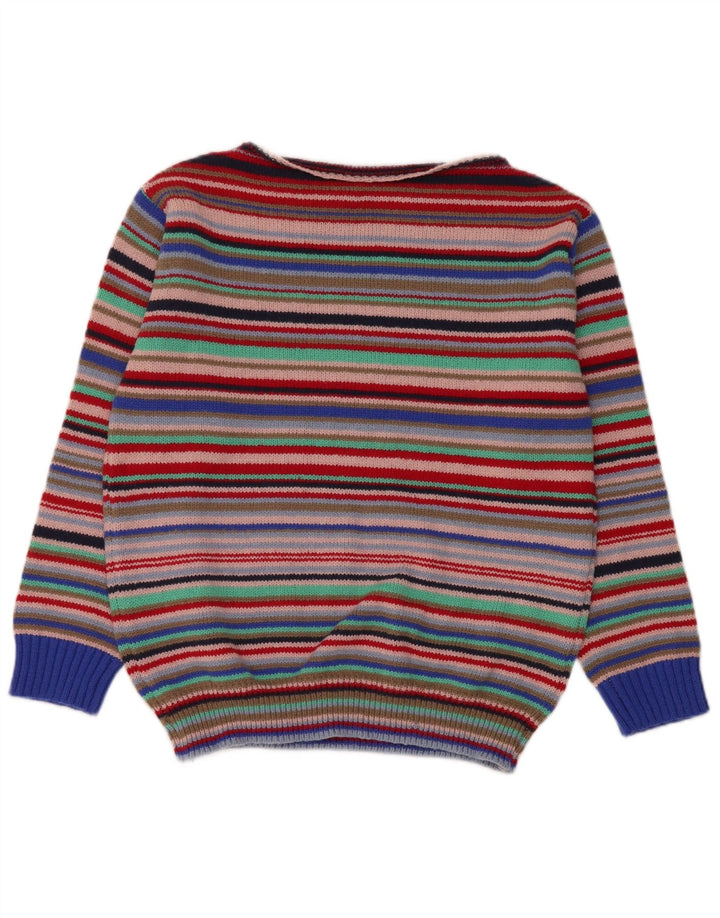 Suéter feminino vintage com gola canoa UK 14 listrado médio multicolorido