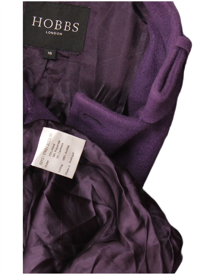Casaco feminino Hobbs com peito duplo Reino Unido 16 grande lã roxa