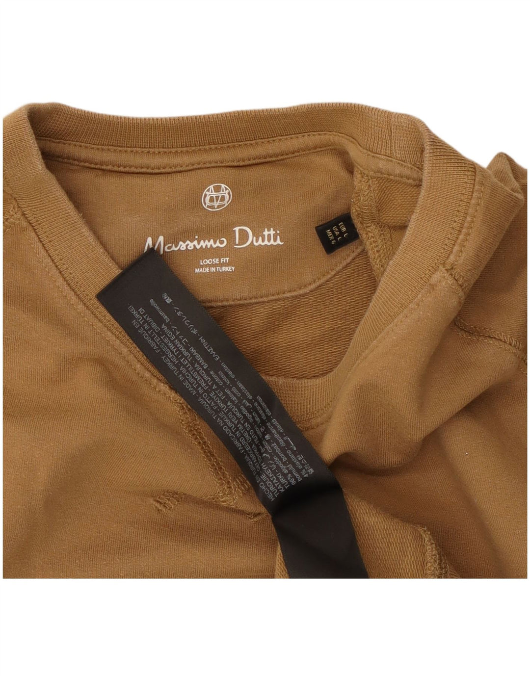 Suéter masculino Massimo Dutti de ajuste solto, grande algodão bege