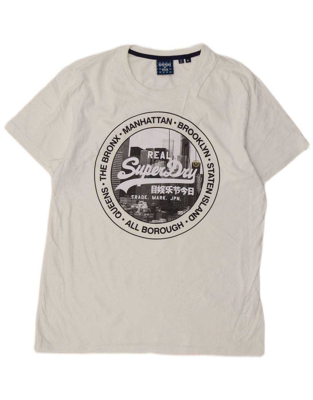 Camiseta feminina SUPERDRY com estampa gráfica UK 18 XL algodão branco