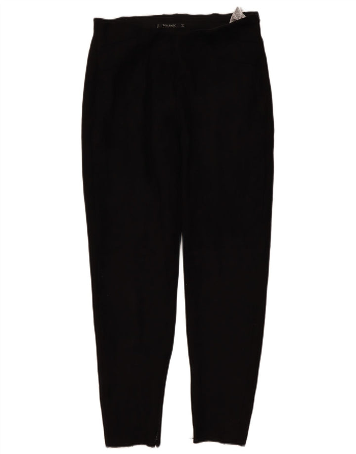 Zara Calça feminina casual slim grande W32 L26 poliéster preto
