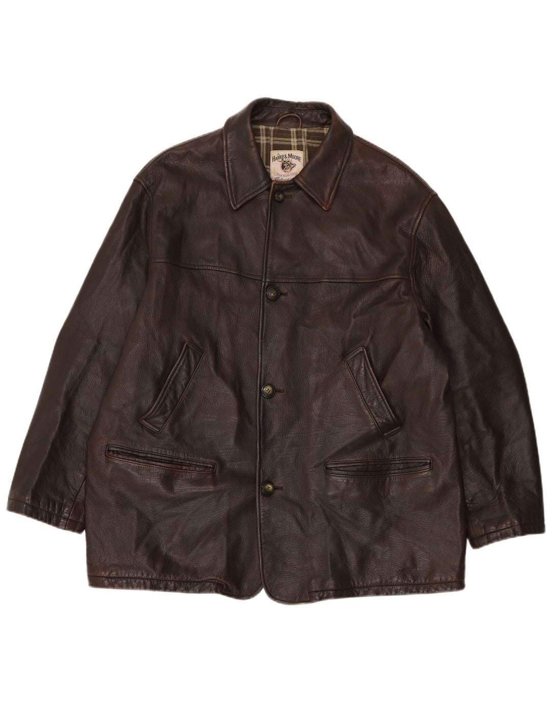 Jaqueta de couro masculina Harry&Moore IT 54 2XL couro marrom