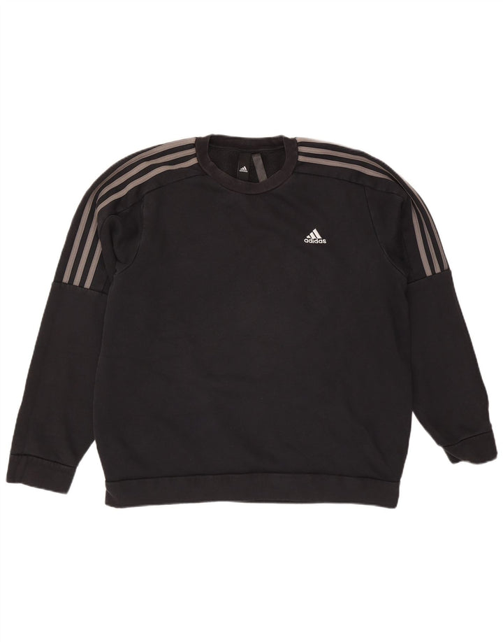 Adidas Mens Moletom Jumper Médio Algodão Preto