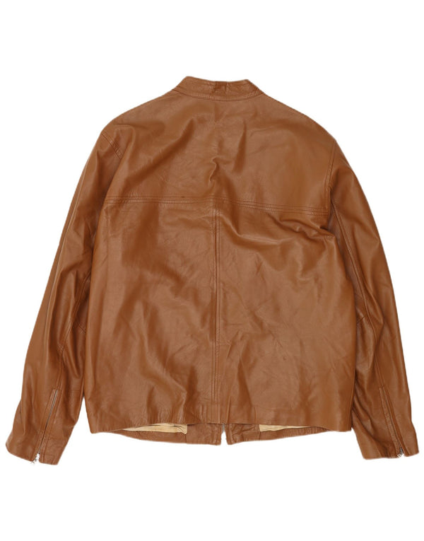 John and Son's Mens Leather Jacket IT 54 2XL Brown Leather