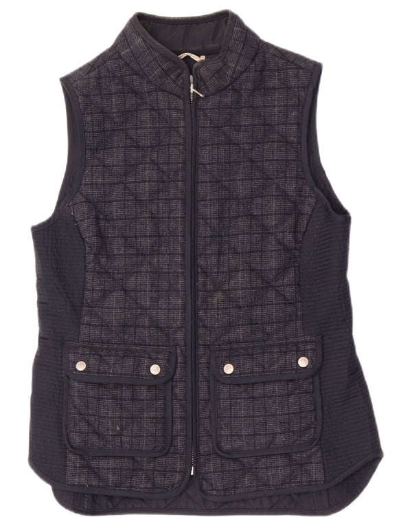 Crew Clothing Womens acolchoado Gilet UK 10 pequeno poliéster xadrez azul marinho