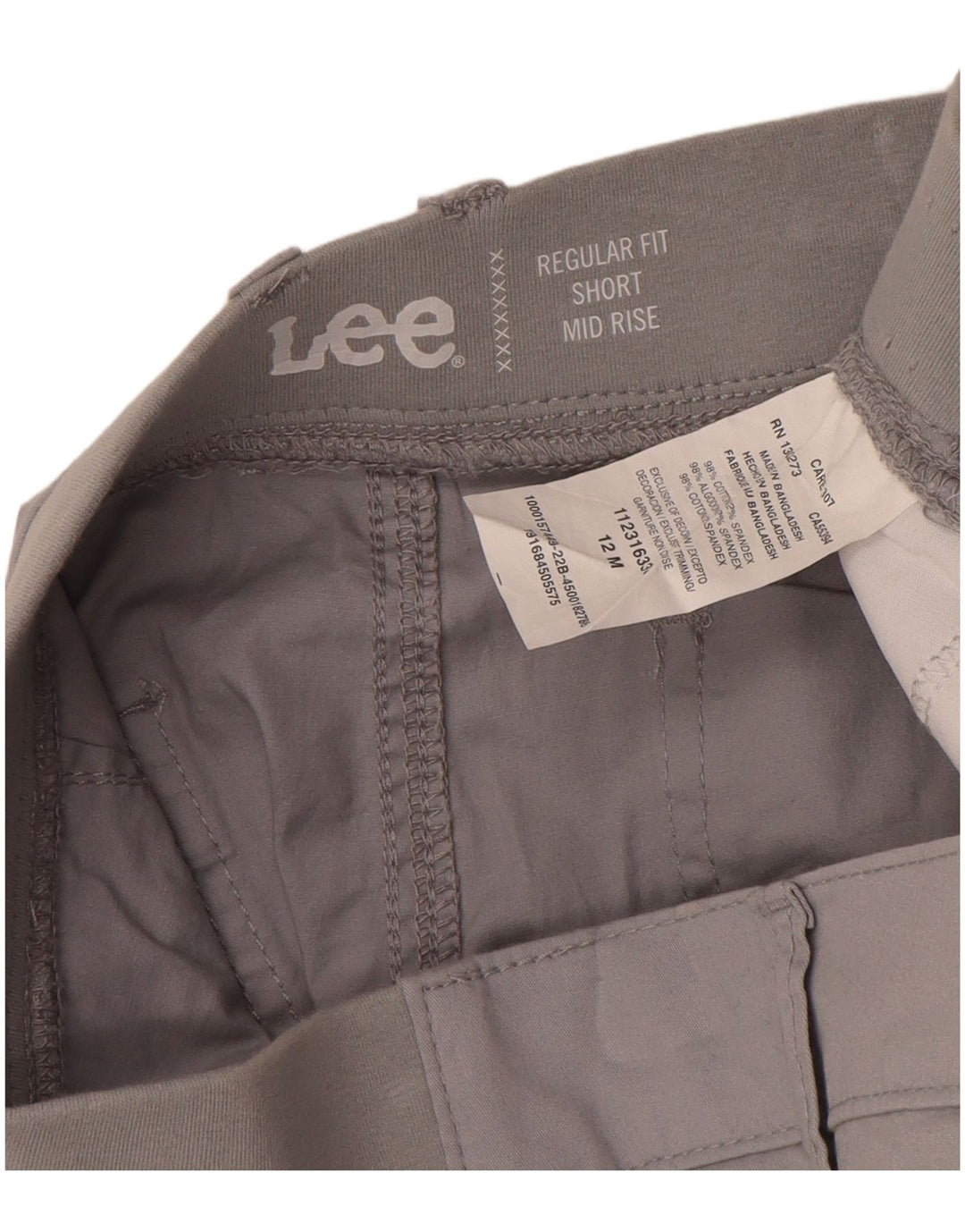 Lee Womens Mid Rise Regular Fit Cargo Shorts EUA 12 Grande W34 Cinza