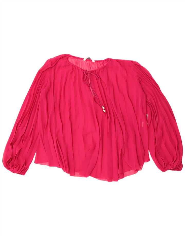 Blusa feminina Zara manga comprida oversized top Reino Unido 16 grande rosa