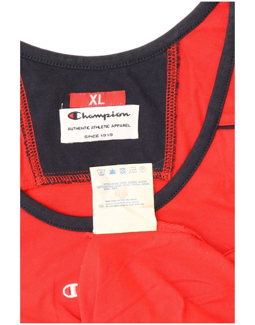 CHAMPION Mens Graphic Vest Top XL Vermelho Colorblock Algodão