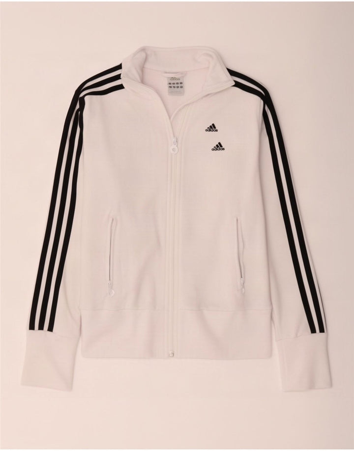 Adidas Womens Tracksuit Top Jacket UK 8 Pequeno Poliéster Branco