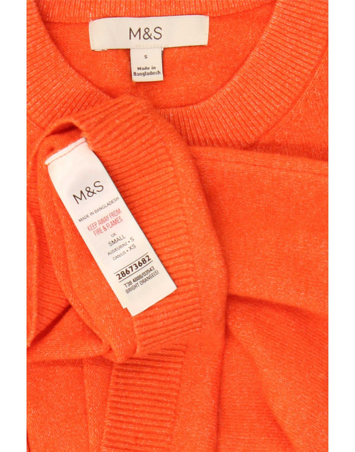 Camiseta feminina grande Marks & Spencer UK 10 pequena laranja poliéster