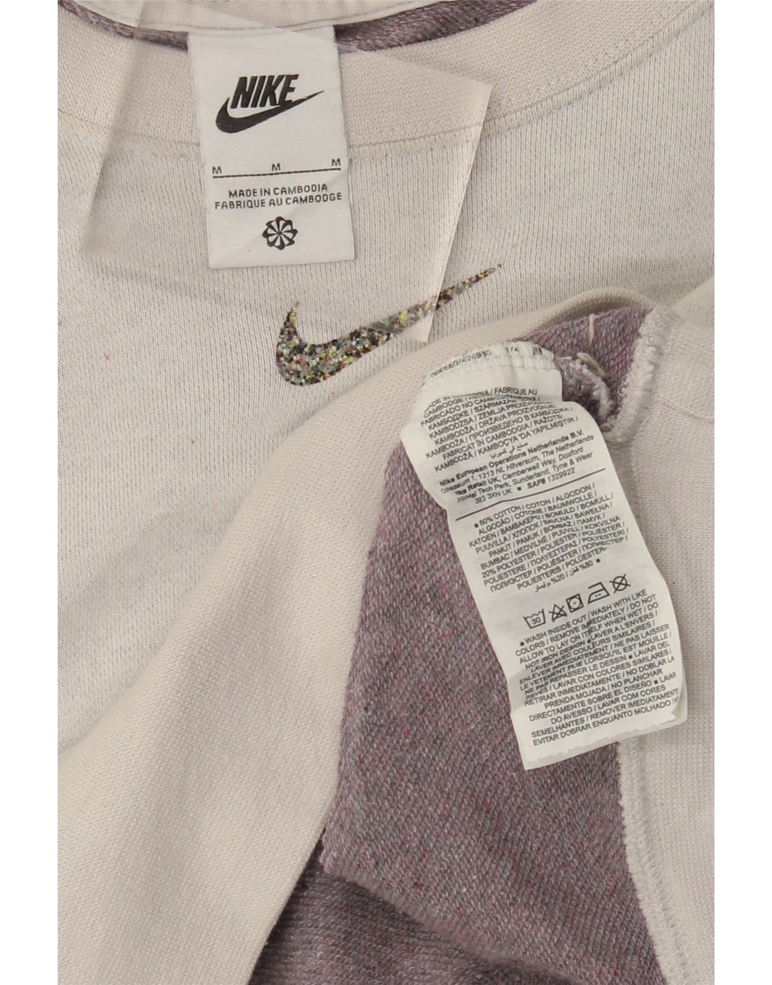 NIKE Womens Crop Oversized Sweatshirt Jumper Reino Unido 14 Médio Cinza Algodão