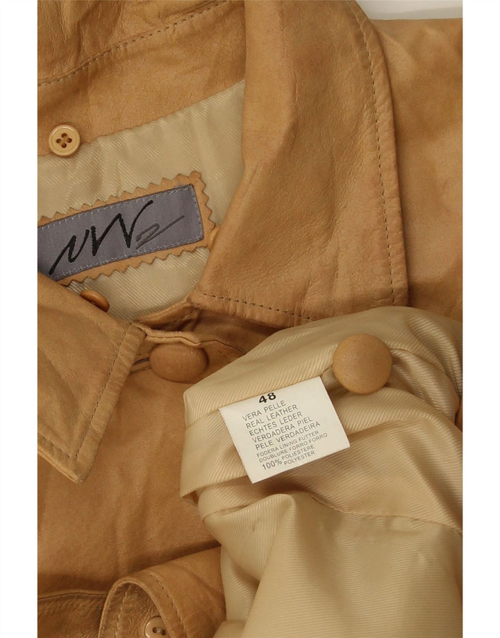 Jaqueta de couro feminina vintage UK 18 XL couro bege