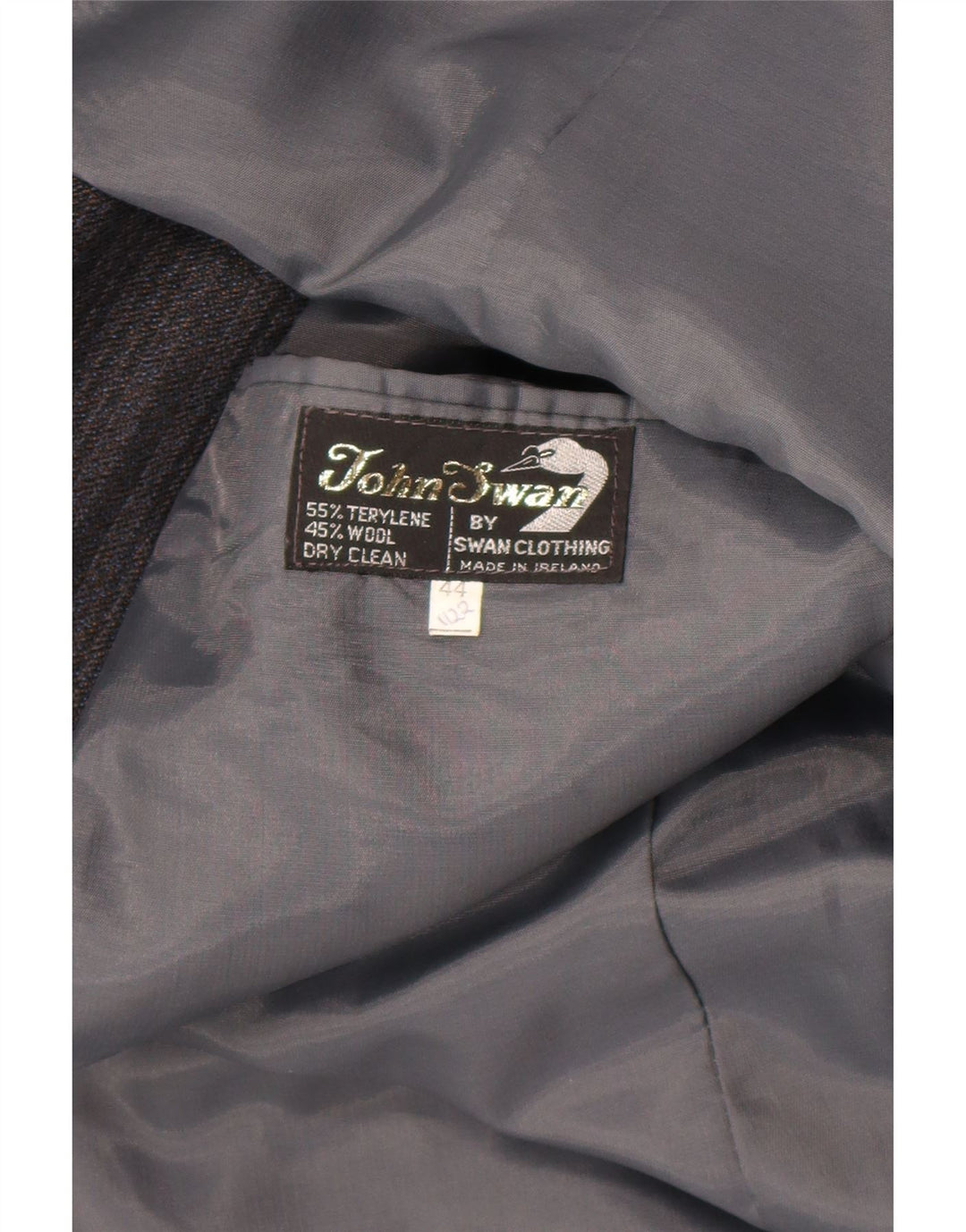 Jaqueta blazer masculina vintage com 2 botões Reino Unido 44 2XL Terylene listrado cinza