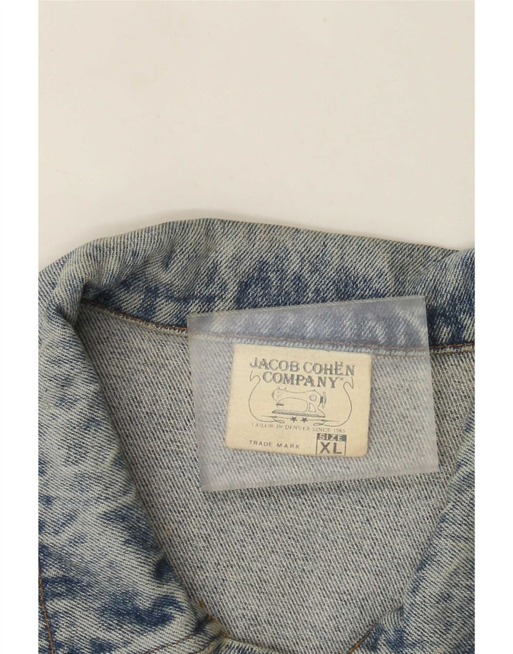Jaqueta jeans masculina Jacob Cohen desgastada Reino Unido 42 XL algodão azul